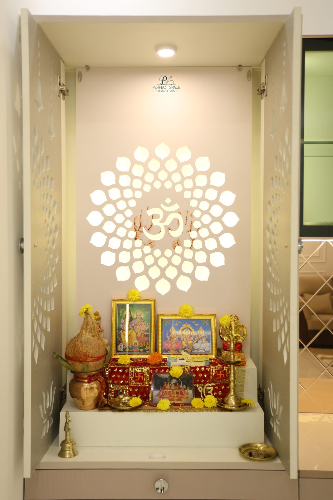 Carved Teak Pooja Unit